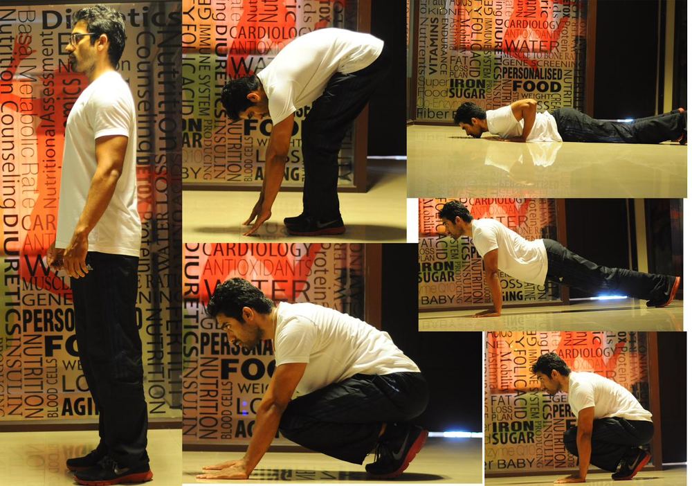 Collage of bodyweight strength positions